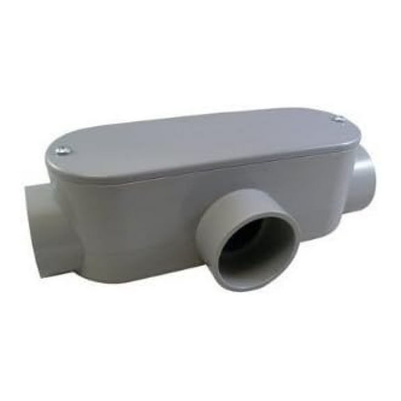 PVC Conduit Body 1-1/4 Inch - Cantex Electrical Conduit Fittings - Schedule 40 PVC Hub - Waterproof Electrical Boxes for Outdoor Wiring - Gray Conduit Connector