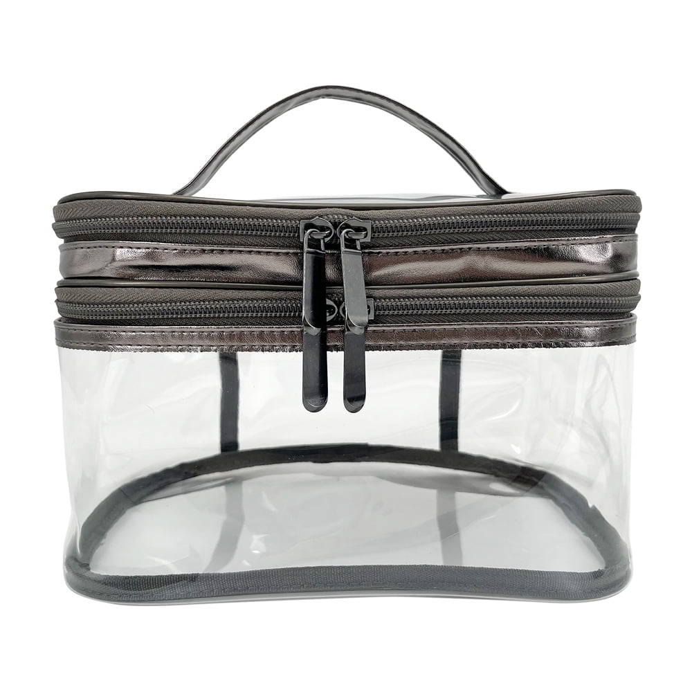 PVC Cosmetic Train Case, Clear, 8.65" x 5.9" x 6"