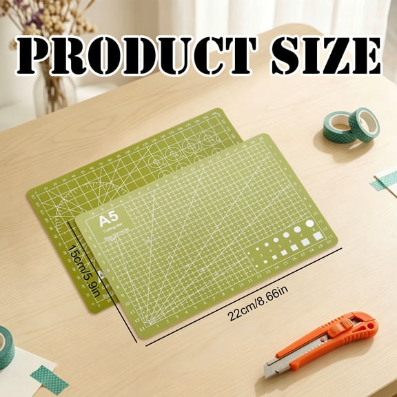 PVC Cutting Mat 1.2mm Thick - Self-Healing Craft Mat with Grid for Sewing Quilting - Double-Sided Cutting Board A5 Size for Paper Fabric