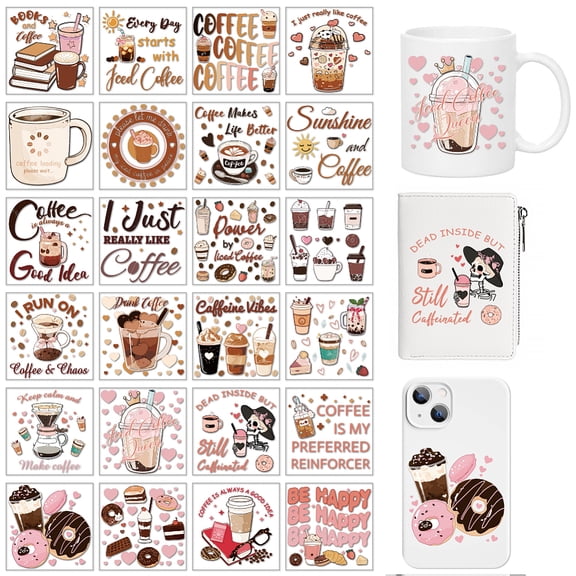 PVC DIY Heat Transfer Paper for UV Sublimation Cup Coffee 80x80mm 24pcs/set for DIY