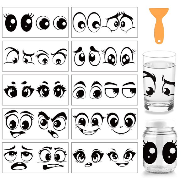 PVC DIY Heat Transfer Paper for UV Sublimation Cup Eye 110x240mm 10 style 1pc/style 10pcs/set Diy