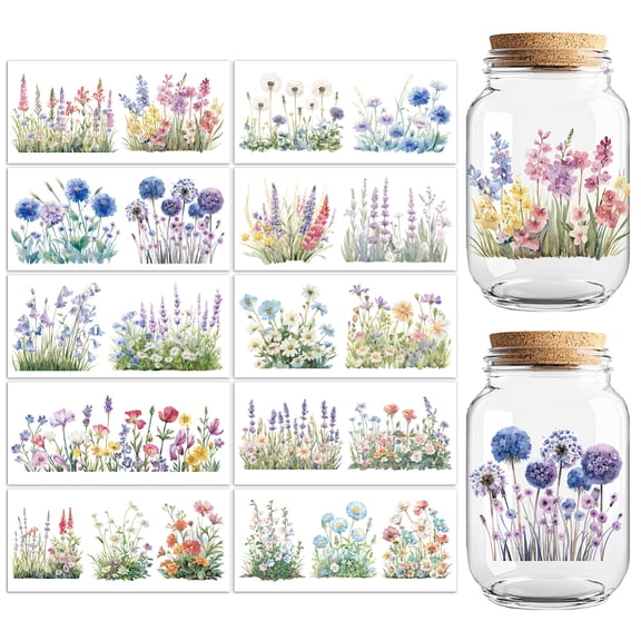 PVC DIY Heat Transfer Paper for UV Sublimation Cup Flower 110x240mm 10 style 1pc/style