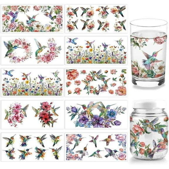 PVC DIY Heat Transfer Paper for UV Sublimation Cup Hummingbird 110x240mm 10 style 1pc/style 10pcs/set