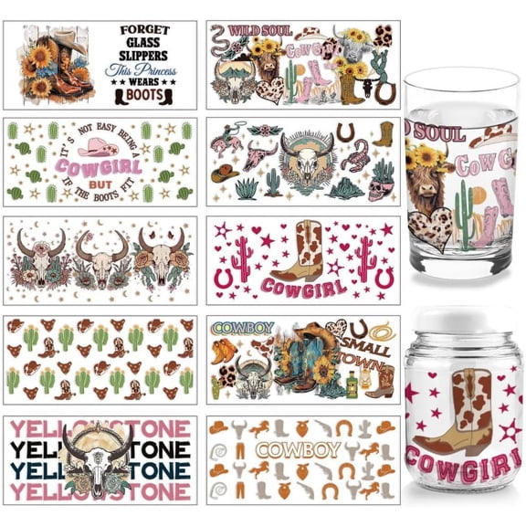 PVC DIY Heat Transfer Paper for UV Sublimation Cup Mixed Shapes 110x240mm 10 style 1pc/style 10pcs/set diy PVC