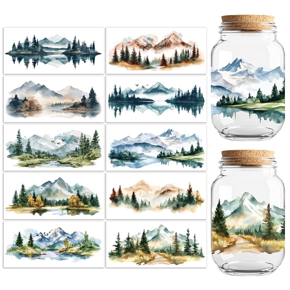 PVC DIY Heat Transfer Paper for UV Sublimation Cup Mountain 110x240mm 10 style 1pc/style 10pcs/set for DIY