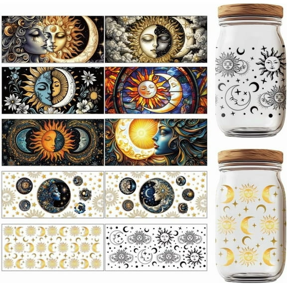 PVC DIY Heat Transfer Paper for UV Sublimation Cup Sun 110x240mm 10 style 1pc/style 10pcs/set