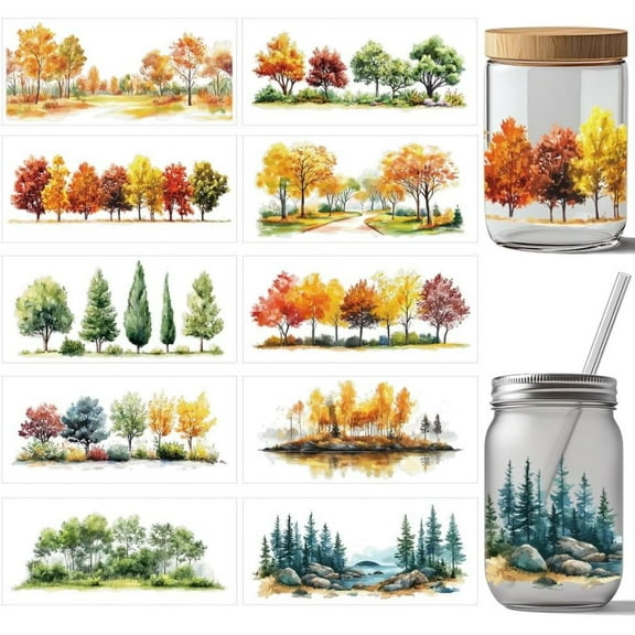 PVC DIY Heat Transfer Paper for UV Sublimation Cup Tree 110x240mm 10 style 1pc/style 10pcs/set