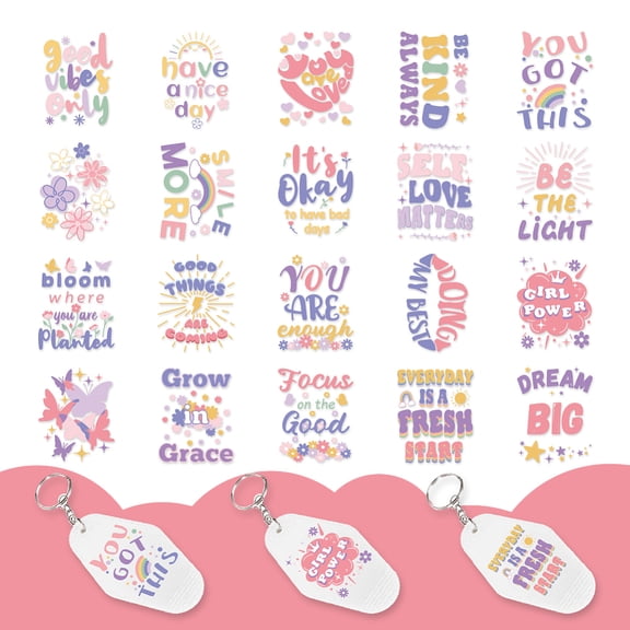 PVC DIY Heat Transfer Paper for UV Sublimation Cup Word 240x110mm 2 styles 5pcs/style 10pcs/set