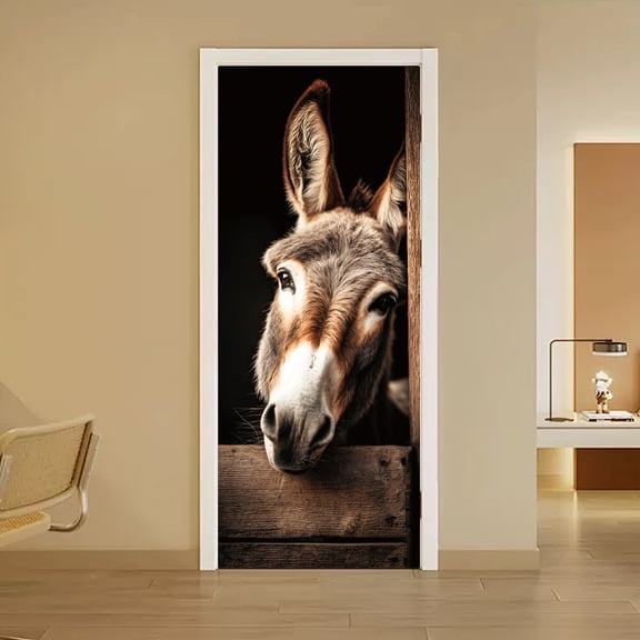 PVC Door Wall Stickers Self-Adhesive Sticker Donkey 2000x400mm 2pcs/set DIY