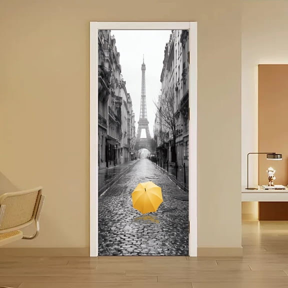 PVC Door Wall Stickers Self-Adhesive Sticker Eiffel Tower 2000x400mm 2pcs/set