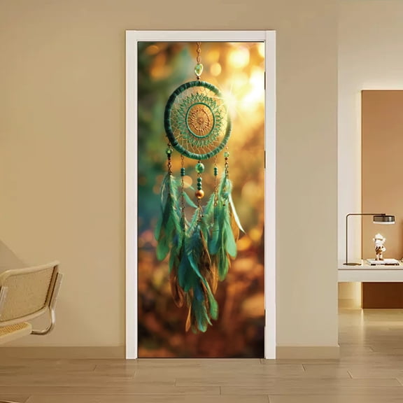 PVC Door Wall Stickers Self-Adhesive Sticker Feather 2000x400mm 2pcs/set
