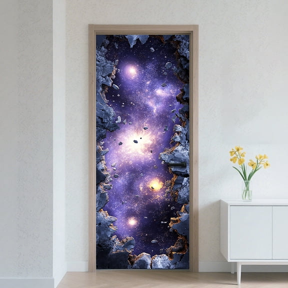 PVC Door Wall Stickers Self-Adhesive Sticker Galaxy 2000x400mm 2pcs/set DIY