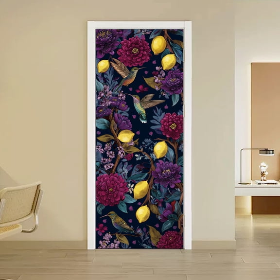 PVC Door Wall Stickers Self-Adhesive Sticker Lemon 2000x400mm 2pcs/set