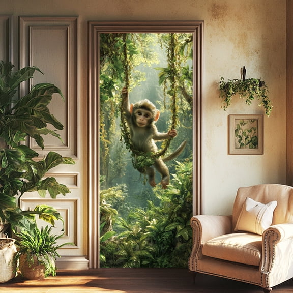 PVC Door Wall Stickers Self-Adhesive Sticker Monkey 2000x400mm 2pcs/set