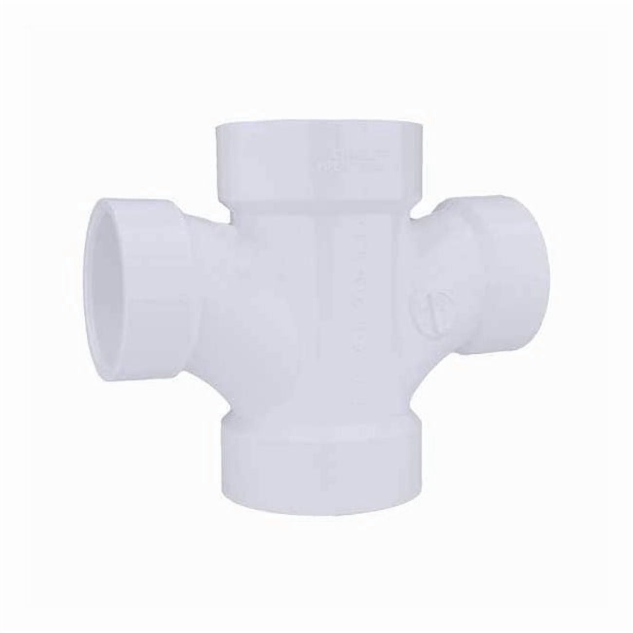PVC Double Reducing Sanitary Tee, Hub, 2 in x 2 in x 1 1/2 in x 1 1/2 ...