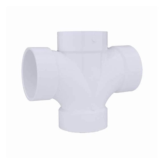 PVC Double Sanitary Tee, Hub, 4 in Pipe Size 1WJT4