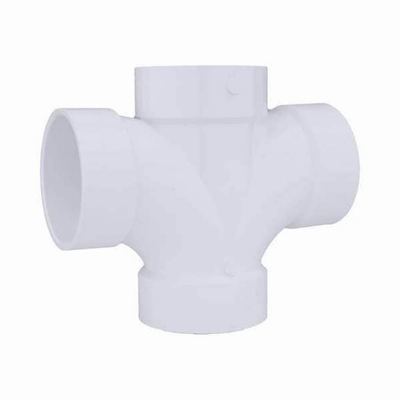 Manufacturer Varies PVC Double Sanitary Tee, Hub, 4 in Pipe Size 1WJT4