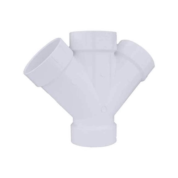 PVC Double Wye, Hub, 4 in Pipe Size 05841