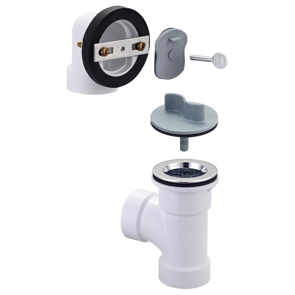 PVC Drain Kit for Bathtub - D-820RS-PVC Overflow & Waste Drain - Schedule 40 PVC with Strainer Body - Rough-In Kit for Tub Installation - Bathroom Plumbing