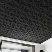 PVC Drop Ceiling Panels, 12 Pack 24x24 Inch Black 3D Glue Up Wall Panels for Ceiling and Accent Walls