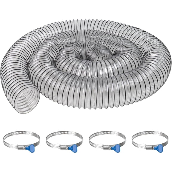 PVC Dust Collection Hose 3" x 10', 3 Inch Dust Collector Hose for Shop Vacuum,Woodworking Dust Collection Systems,Puncture Resistant Flexible Clear PVC Fume Debris Dust Hose Tube w/Carbon Steel Wire