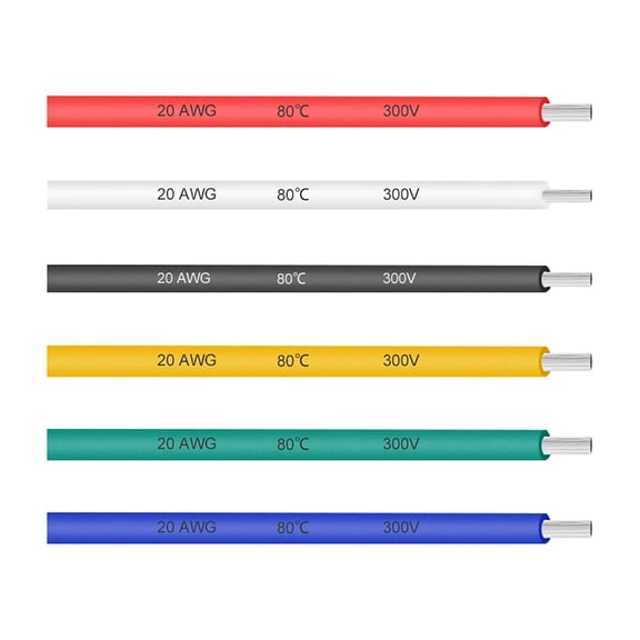Electrical Wire 20 AWG Tinned Copper Stranded Hookup Wire 6.56ft Muitiple Color 10Pcs