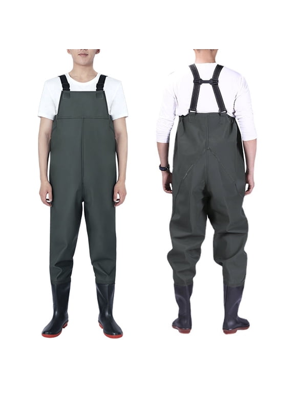 PVC Fishing Chest Waders for Men with Boots, Waterproof Bootfoot Waders, Waders with Boot Hanger for Men Women