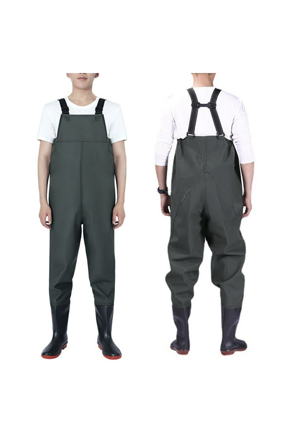 PVC Fishing Chest Waders for Men with Boots, Waterproof Bootfoot Waders, Waders with Boot Hanger for Men Women