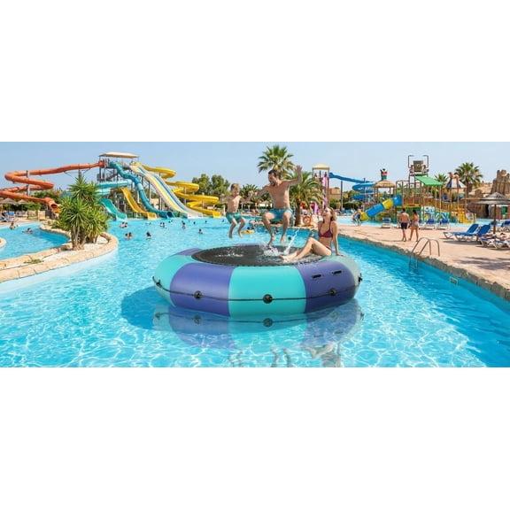 PVC Float 10x10ft Inflatable Water Trampoline with Double Elastic Rope, Inflatable Paddle Board