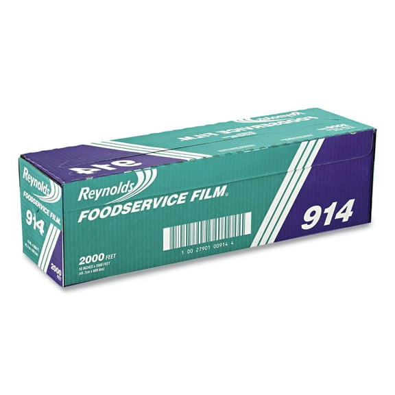 PVC Food Wrap Film Roll in Easy Glide Cutter Box 18" x 2000 ft, Clear