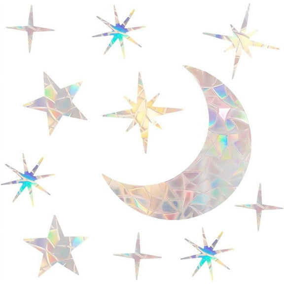 PVC Glass Stickers Static Cling Window Stickers with A4 Paper Rectangle Moon Pattern 300x220x0.1mm