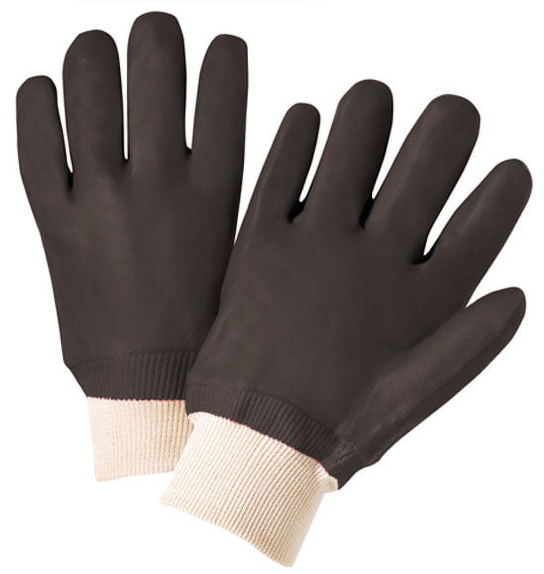 PVC Gloves w/ Sandpaper Finish & Knit Wrist (Sold by Dozen) Mens Size
