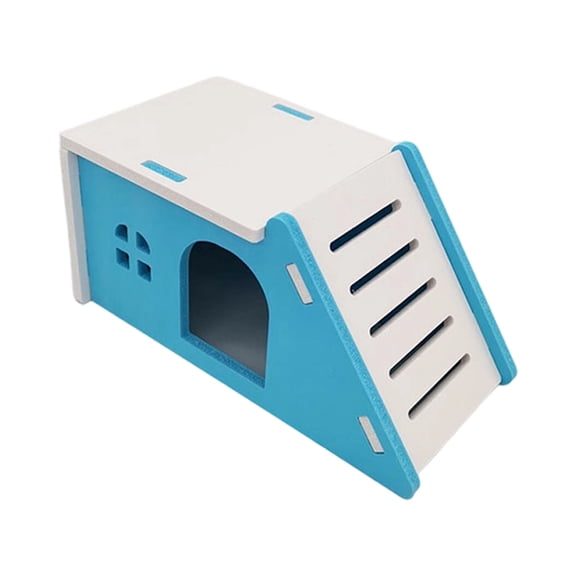 Hamster House With Integrated Climbing Ladder Smooth Edges Dual-Use Rest Exercise Hideout Hut Mental Enrichment Cage Accessory For Syrian Hamsters Gerbils Mice(Blue-17X9CM)
