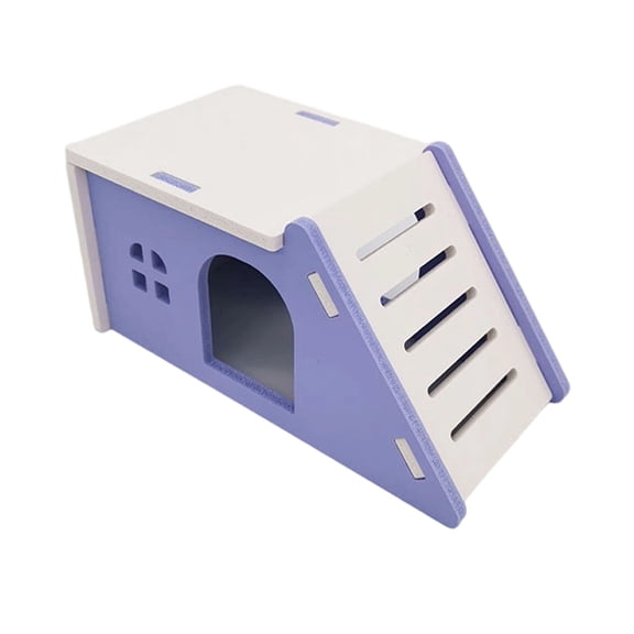 Hamster House With Integrated Climbing Ladder Smooth Edges Dual-Use Rest Exercise Hideout Hut Mental Enrichment Cage Accessory For Syrian Hamsters Gerbils Mice(Purple-17X9CM)