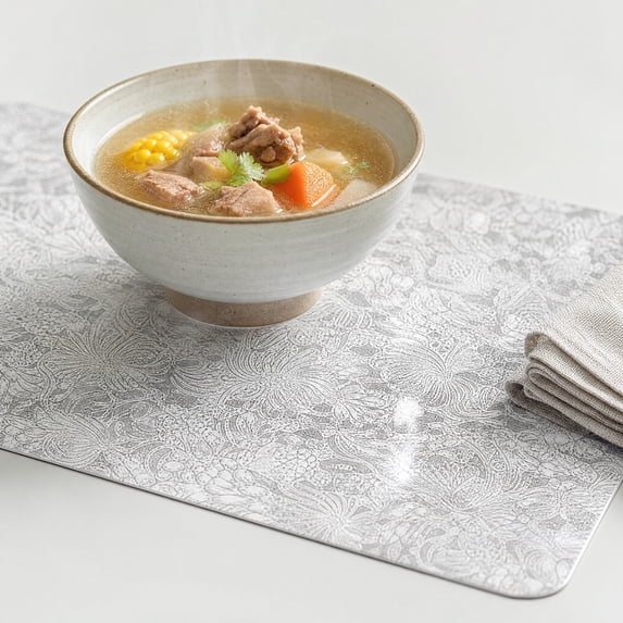 PVC Heat Resistant Place Mats 17.5x11.8" Embossed Texture for Hot Dishes, Kitchen, and Dining Tables