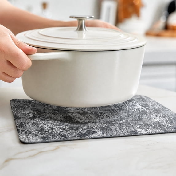 PVC Heat Resistant Place Mats 17.5x11.8" Embossed Texture for Hot Dishes, Kitchen, and Dining Tables