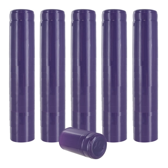 PVC Heat Shrink Capsules With Tear Tabs For Wine Bottles - 100 Count (Purple)