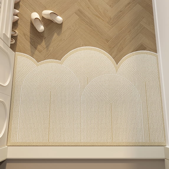 PVC Household Entrance Mat Japanese Beige Air Door Mat Bedroom Kitchen Living Room Carpet Can Be Freely Cut and Customized (SQ-6091R,Custom contact)