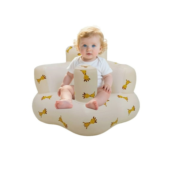 PVC Inflatable Baby Sofa, No Tools Needed for Inflation, 19.69inch19.69inch11.81inch, Giraffe Cartoon Pattern, Foldable for Storage After Deflation
