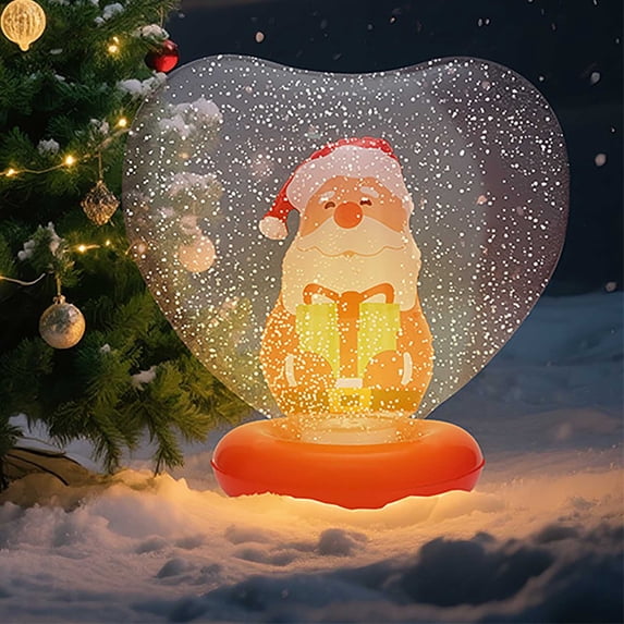 PVC Inflatable Christmas Ball, Lighted Santa Claus Design with Base, Party Ambience Decor for Patio & Yard, Festive Inflatable Xmas Ball for Outdoor Holiday Decoration, 27.56*28.35in, A