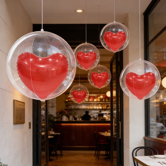 PVC Inflatable Heart Shaped Balloons With A Smaller Balloons Inside For Valentines's Day Decorations