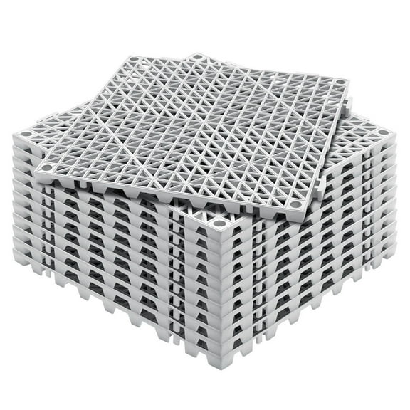 PVC Interlocking Drainage Mats 12-Pack, 12x12 Inch