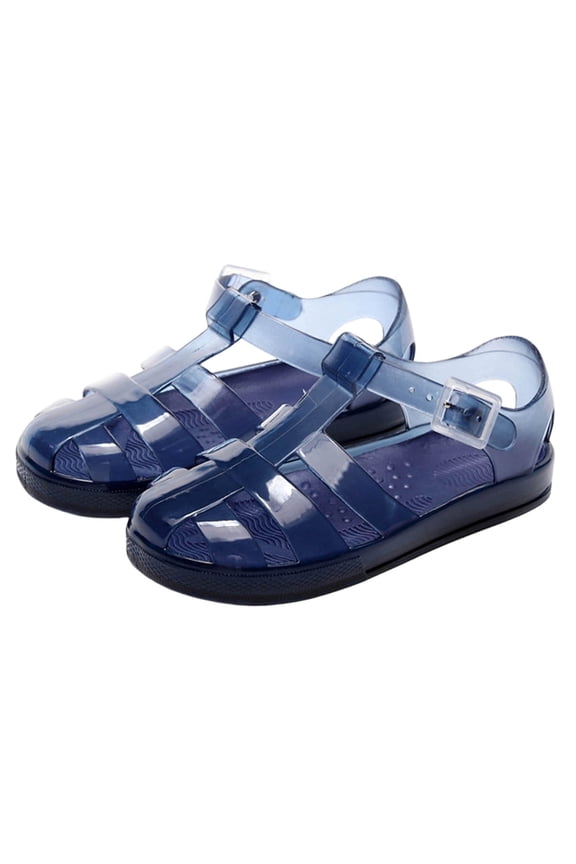 PVC Jelly Sandals for Girls Roman Style Full Coverage Toe Adjustable Strap Soft Sole Waterproof Beach Sandals Easy to Clean One Pair