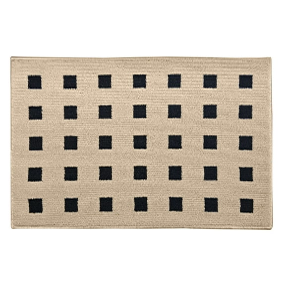 PVC Kitchen Woven Mats for Floor Non-slip Washable Runner Rugs Stain Resistant Standing Mat with TPR Backing Lightweight Black White Hallway Rug