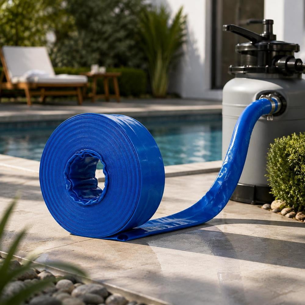 PVC Lay Flat Discharge Hose, 1.5 Inch X 100 Ft, Heavy Duty Pool ...