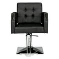 thumbnail image 1 of PVC Leather Barber Chair with Aluminum Alloy Foot Pedal, Salon Armchair with Square Chassis and Rivet Design, Styling Chair with High Oil Pump for Barbershop Home Beauty Clients Tattoo Spa, Black, 1 of 9