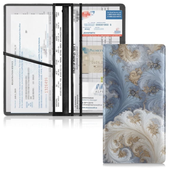 PVC Leather Car Document ID Holder with Multiple Pockets Protective Organizer Palace Construction
