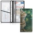 thumbnail image 1 of PVC Leather Car Document ID Holder with Multiple Pockets Protective Organizer Tabby Cat, 1 of 8