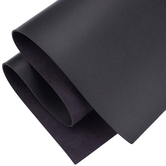 PVC Leather Fabric DIY Craft Supplies Rectangle Black 603x331x1.5mm for DIY