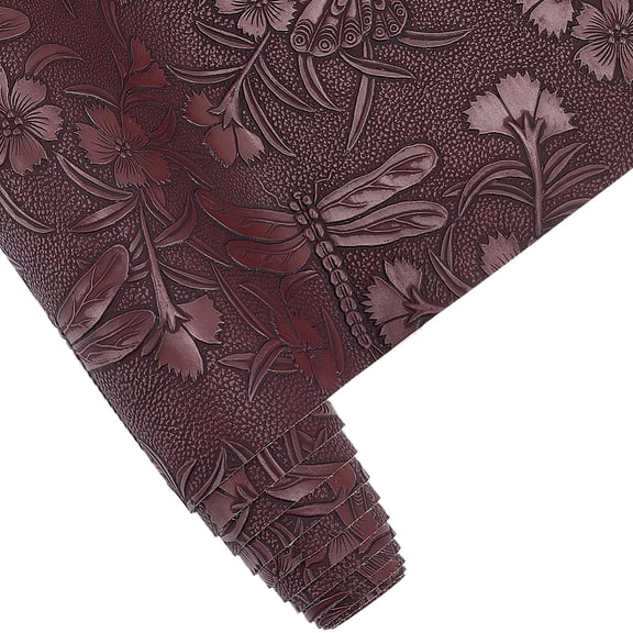 PVC Leather Fabric for DIY Craft Making Supplies Flower Pattern Coconut Brown 1370x301x0.8mm DIY for DIY